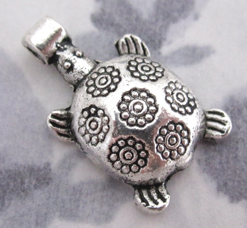 casted pewter turtle bead charm 16x12mm at Pitula The Jeweler